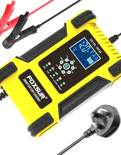 Load image into Gallery viewer, Smart Car Battery Charger 12Volt 12Amp or 24V 5A Motorcycle Truck Boat Lithium Lifepo4 AGM GEL WET Lead Acid Maintainer
