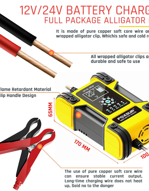 Load image into Gallery viewer, Smart Car Battery Charger 12Volt 12Amp or 24V 5A Motorcycle Truck Boat Lithium Lifepo4 AGM GEL WET Lead Acid Maintainer
