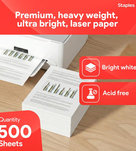 Laser Paper, 8.5X11 Inch, 32 Lb., 98 Brightness, 500/Ream | 98 Bright Sheets Give Sharp Text and Graphics in Laser Printers.