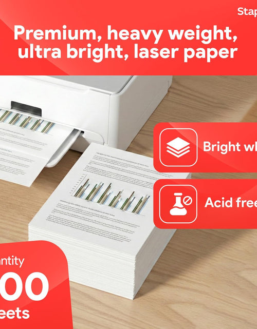 Load image into Gallery viewer, Laser Paper, 8.5X11 Inch, 32 Lb., 98 Brightness, 500/Ream | 98 Bright Sheets Give Sharp Text and Graphics in Laser Printers.
