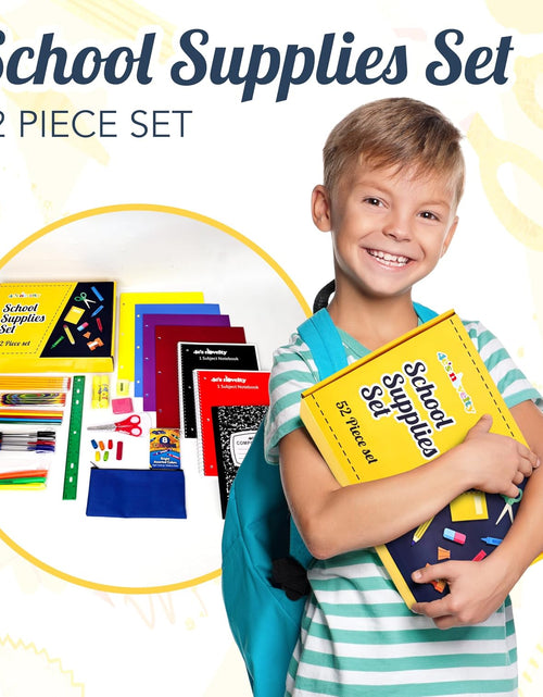 Load image into Gallery viewer, 52 Pieces Schools Supplies Kit for K1-8 Back to School Supply Box with Essential Student Kits, School Supply Bundle Middle Elementary Schools Supplies Kit Grades 1 2 3 4 5 6 7 8
