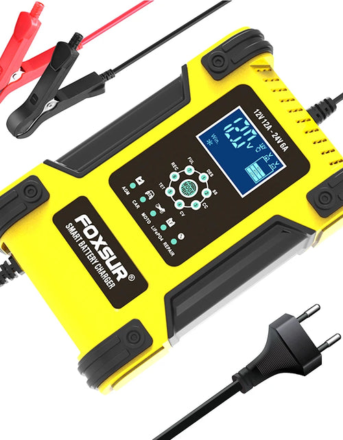 Load image into Gallery viewer, Smart Car Battery Charger 12Volt 12Amp or 24V 5A Motorcycle Truck Boat Lithium Lifepo4 AGM GEL WET Lead Acid Maintainer
