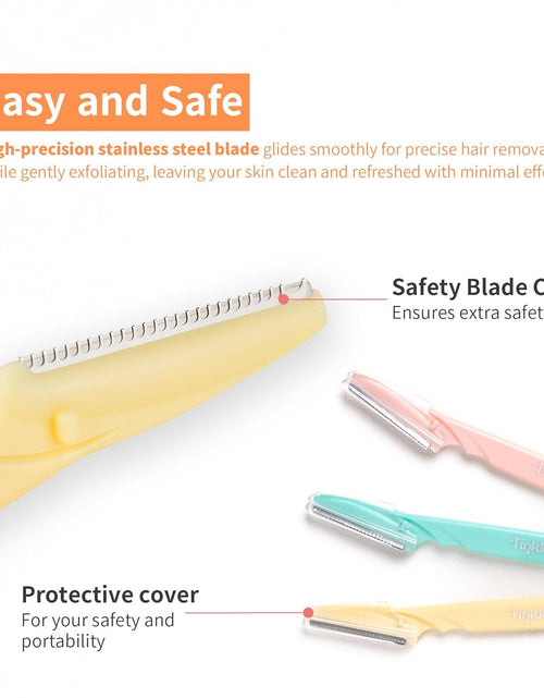 Load image into Gallery viewer, Dermaplaning Tool 6Ct, Dermaplane Razor for Women, Safe and Easy Peach Fuzz Remover, Eyebrow Trimmer with Protective Cover, Stocking Stuffers
